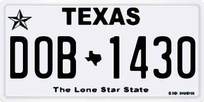 TX license plate DOB1430