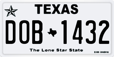 TX license plate DOB1432