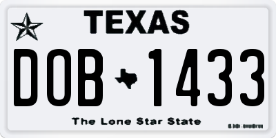 TX license plate DOB1433