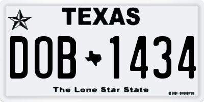 TX license plate DOB1434