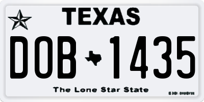 TX license plate DOB1435