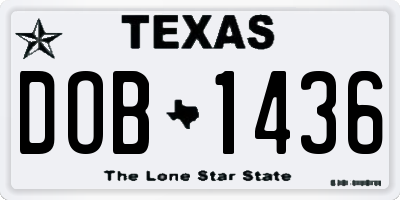 TX license plate DOB1436