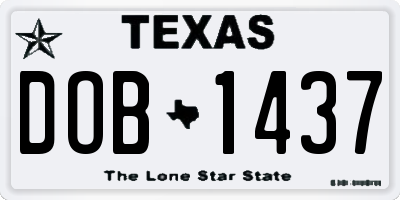 TX license plate DOB1437