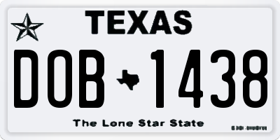 TX license plate DOB1438