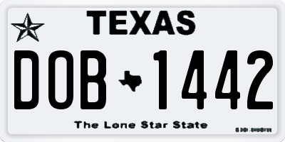 TX license plate DOB1442