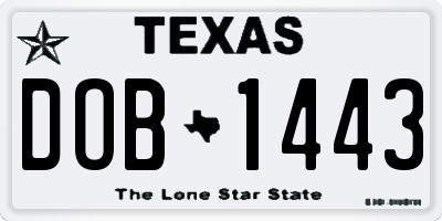 TX license plate DOB1443