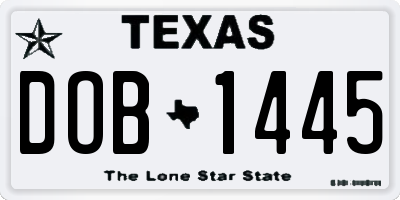TX license plate DOB1445