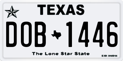 TX license plate DOB1446