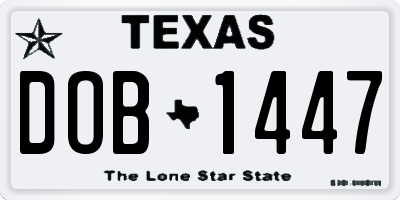 TX license plate DOB1447