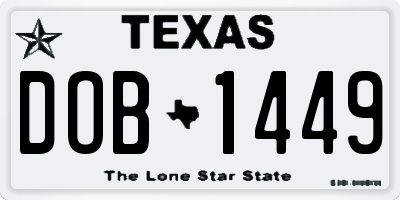TX license plate DOB1449