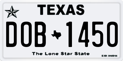 TX license plate DOB1450