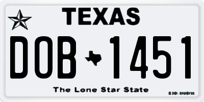 TX license plate DOB1451