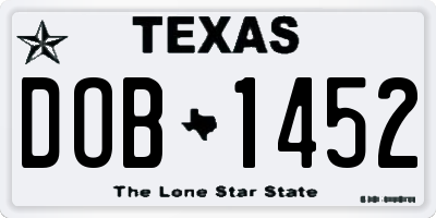 TX license plate DOB1452