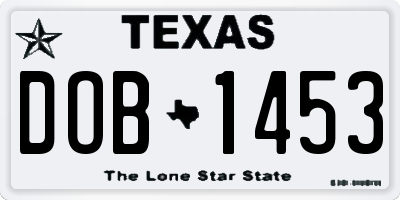 TX license plate DOB1453