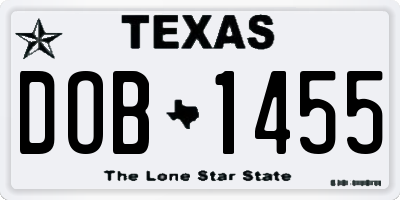 TX license plate DOB1455