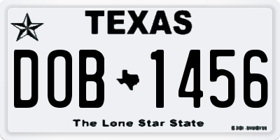 TX license plate DOB1456