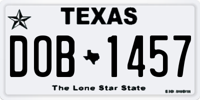 TX license plate DOB1457