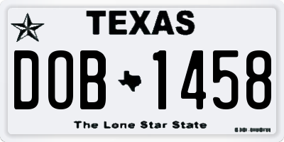 TX license plate DOB1458