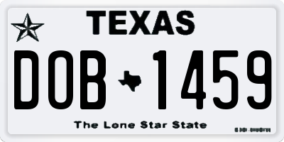 TX license plate DOB1459