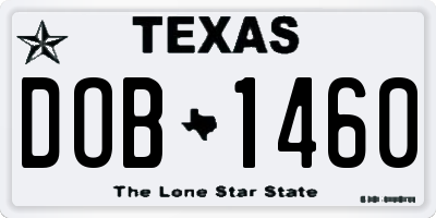 TX license plate DOB1460