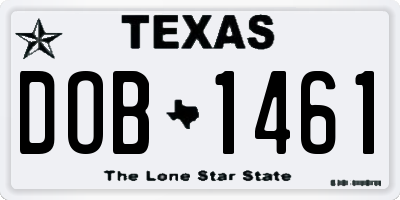 TX license plate DOB1461