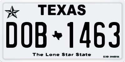 TX license plate DOB1463