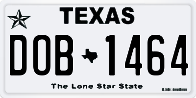 TX license plate DOB1464