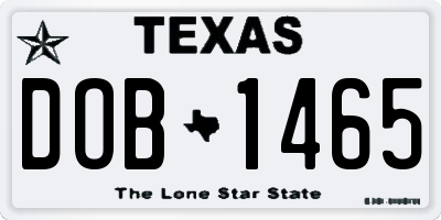TX license plate DOB1465