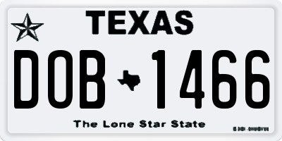 TX license plate DOB1466