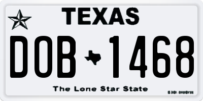 TX license plate DOB1468