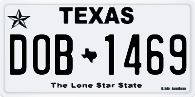 TX license plate DOB1469