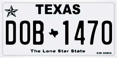 TX license plate DOB1470