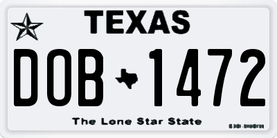 TX license plate DOB1472