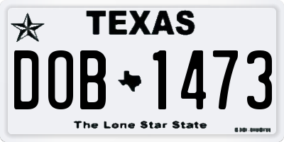 TX license plate DOB1473