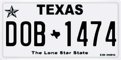 TX license plate DOB1474