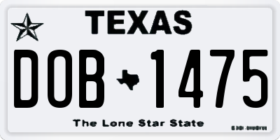 TX license plate DOB1475