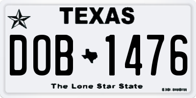 TX license plate DOB1476