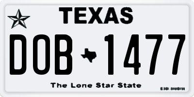 TX license plate DOB1477