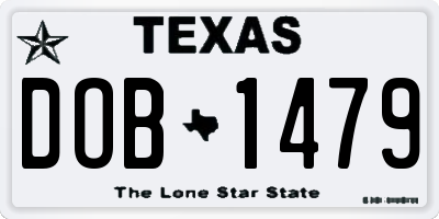 TX license plate DOB1479