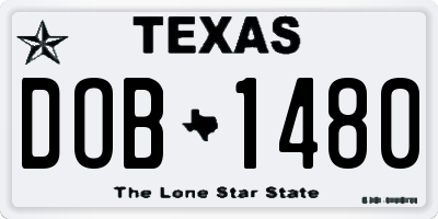 TX license plate DOB1480