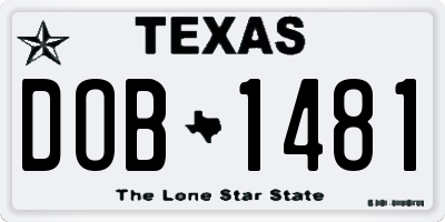 TX license plate DOB1481