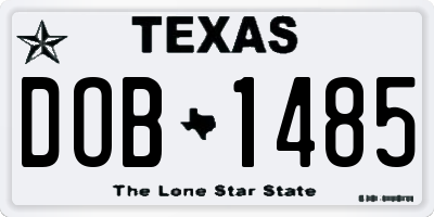 TX license plate DOB1485