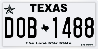 TX license plate DOB1488