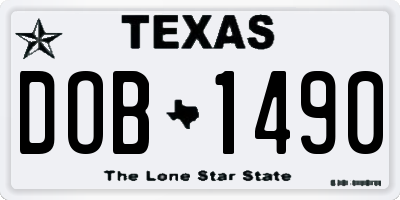 TX license plate DOB1490