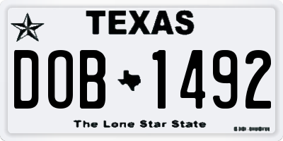 TX license plate DOB1492