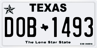 TX license plate DOB1493