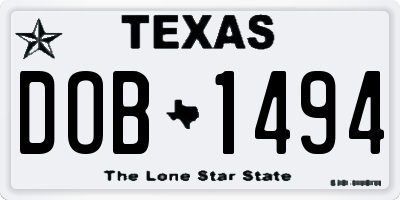 TX license plate DOB1494