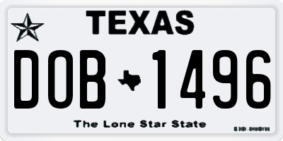TX license plate DOB1496