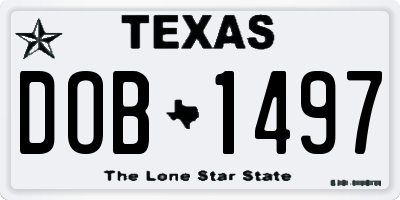 TX license plate DOB1497