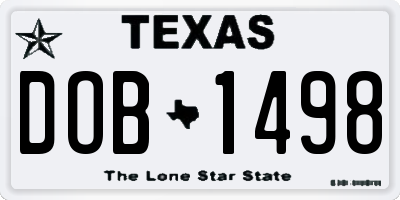 TX license plate DOB1498